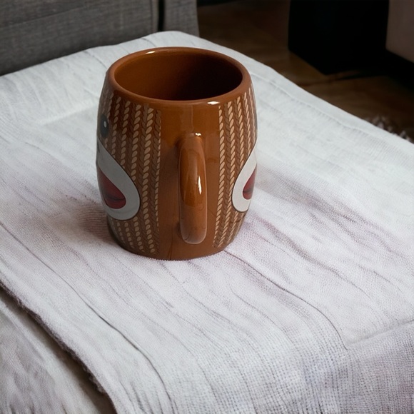 Galerie Sock Monkey Coffee Mug Tea Double Handle Ceramic Brown Cup - Picture 3 of 7